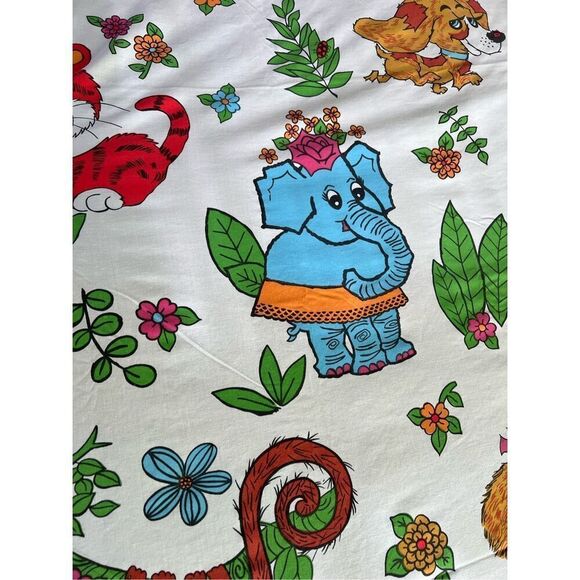 Vintage Mod MCM 1970s Cannon “Jungle Animals” Twin Flat Sheet - Picture 4 of 10